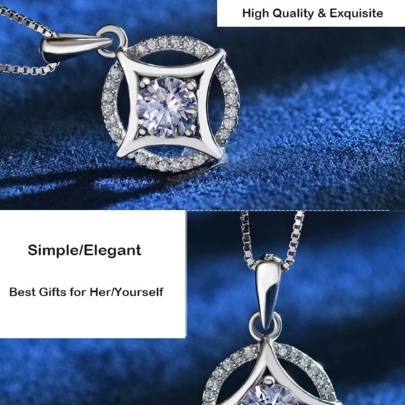 NEW 925 Sterling Silver Diamond Star Necklace - Picture 8 of 11